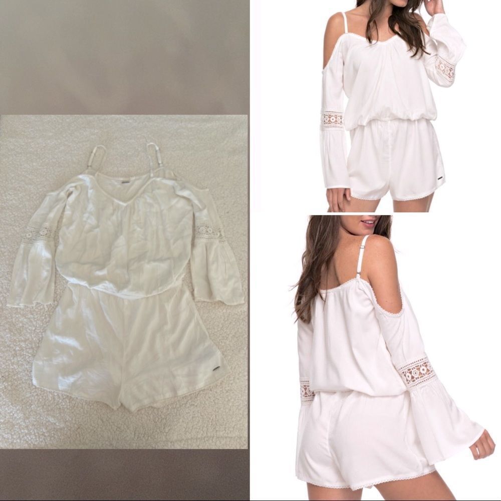 ROXY WOMENS BOHO WHITE ROMPER size M